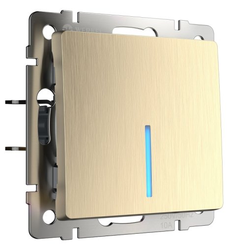 Выключатель с подсветкой без рамки Werkel 1-кл. шампань рифленый фото Выключатель с подсветкой без рамки Werkel 1-кл. шампань рифленый картинка